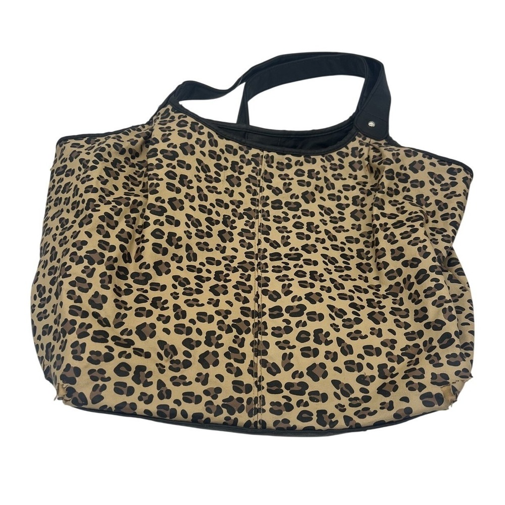 Xhilaration Leopard Print Tote Bag Shoulder Handbag Tan‎ Brown Black Large